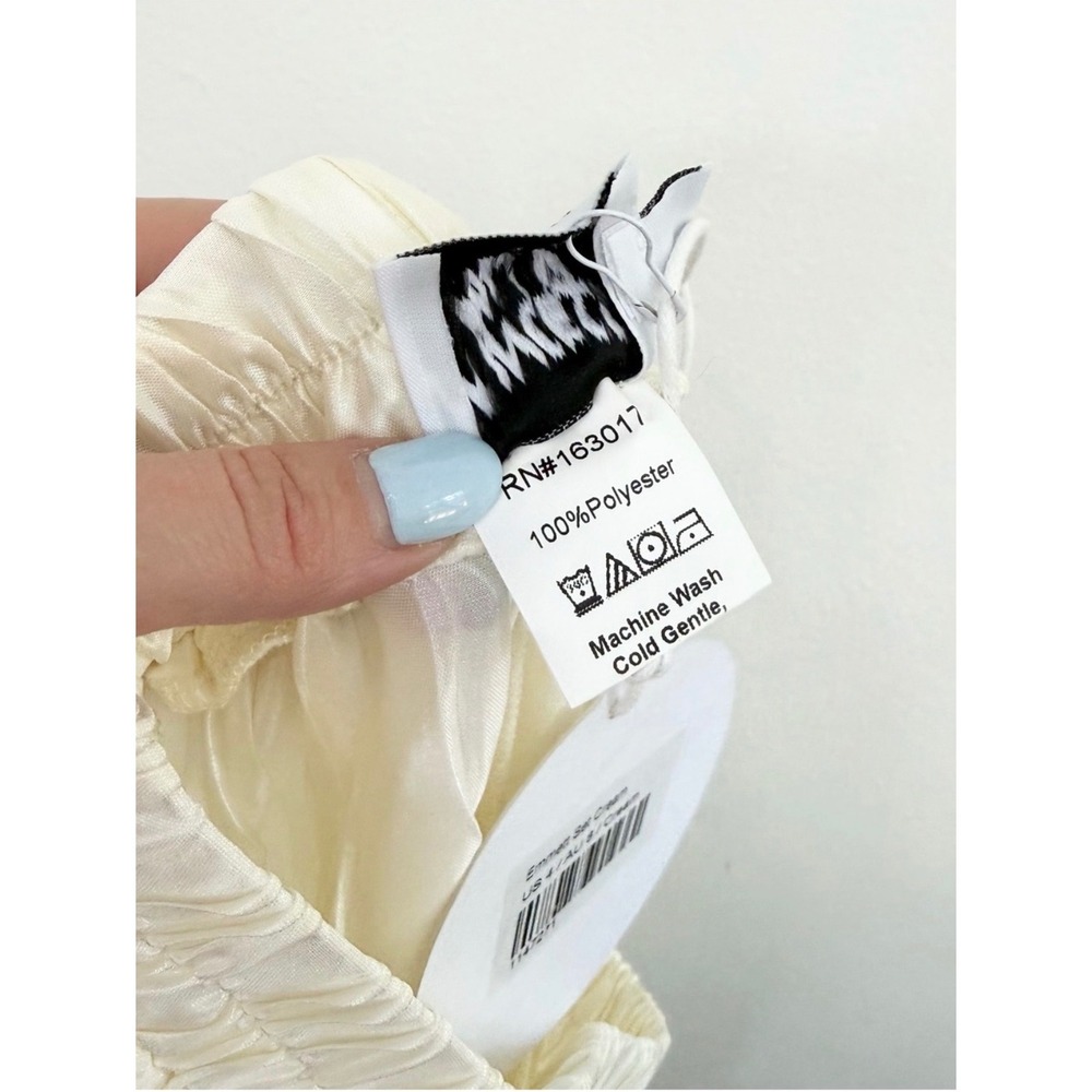 Princess Polly Emmett Cream Crinkle Satin Wide Leg Pants NWT Size 4 - Picture 7 of 7